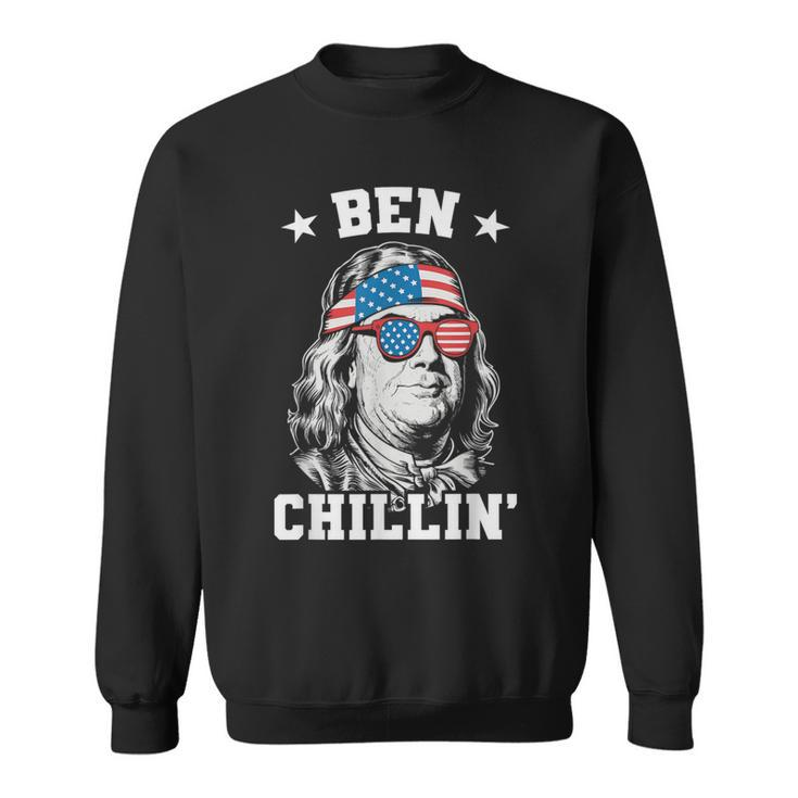 Ben Chillin 4Th Of July Ben Franklin American Flag Sweatshirt
