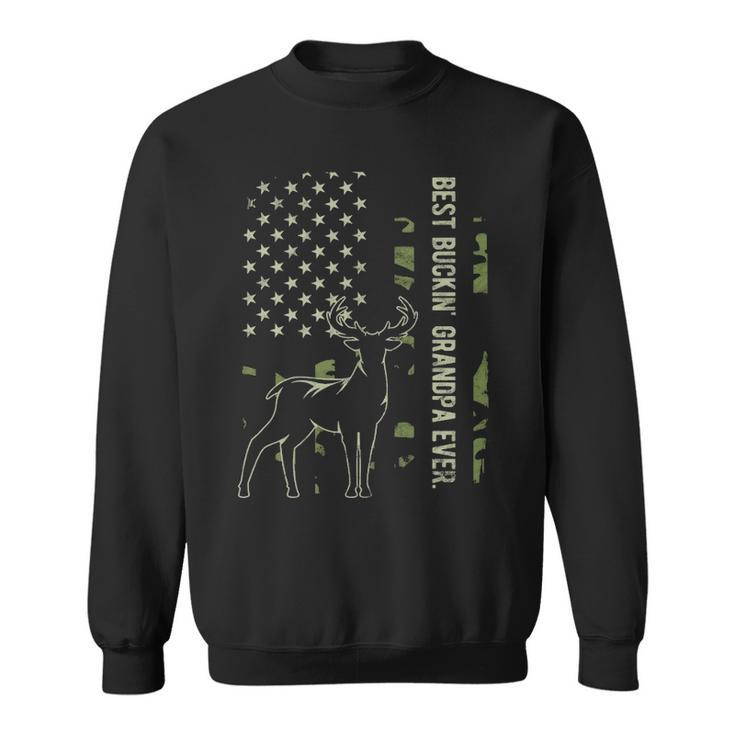 Best Buckin' Grandpa Ever Camo American Flag Deer Hunting Sweatshirt