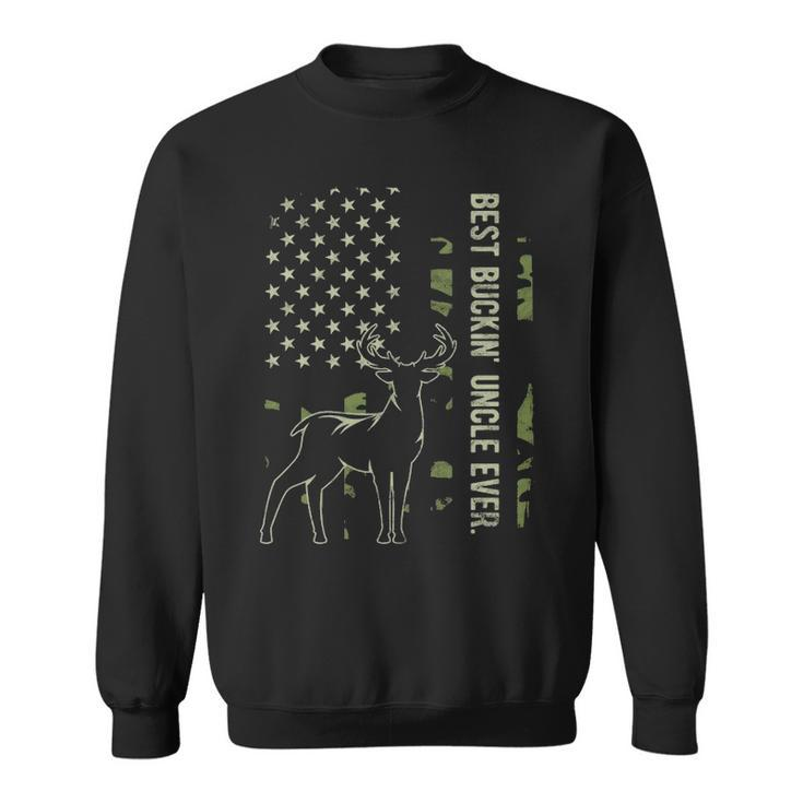 Best Buckin' Uncle Ever Camo American Flag Deer Hunting Sweatshirt