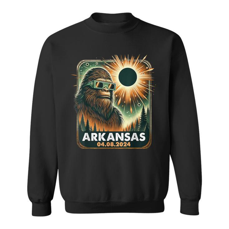 Bigfoot Arkansas Total Solar Eclipse 2024 Wearing Glasses Sweatshirt