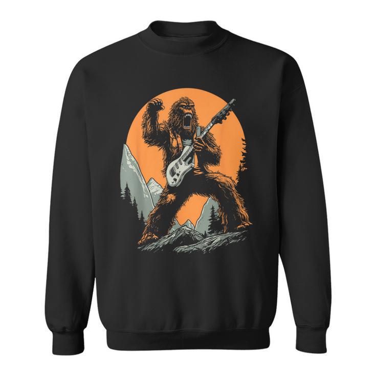 Bigfoot Playing Electric Guitar Sasquatch Rocker Sweatshirt