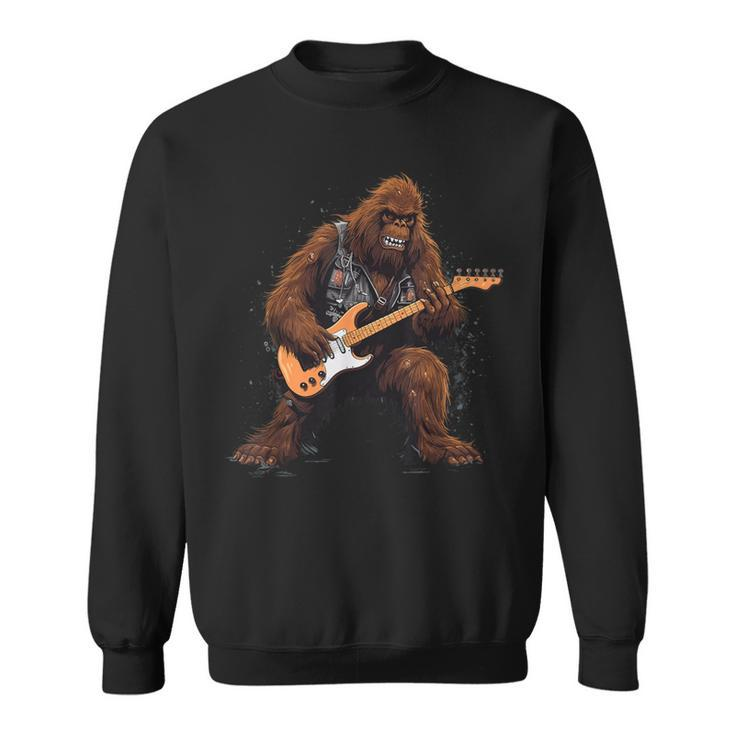Bigfoot Playing Electric Guitar Rock Music Band Sasquatch Sweatshirt