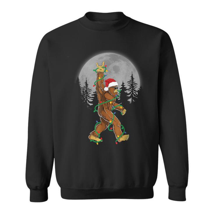 Bigfoot Santa Christmas Tree Lights Xmas Sasquatch Sweatshirt