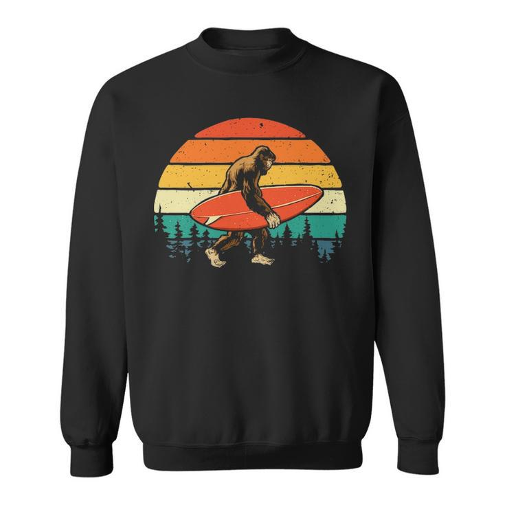 Bigfoot Surfer Retro Surfingboard Surfing Beach Surfboard Sweatshirt