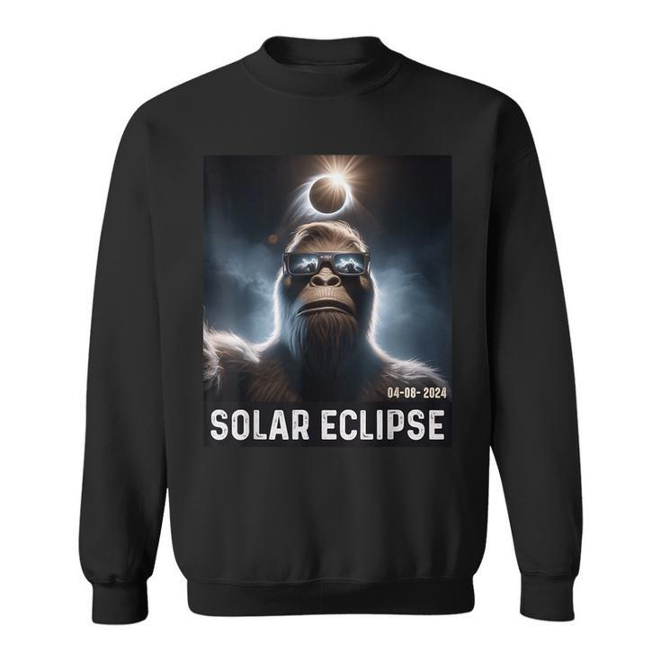 Bigfoot Taking A Selfie With Solar 2024 Eclipse Glasses Mens Sweatshirt