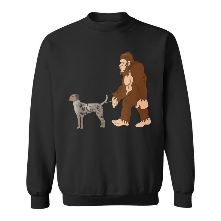 Bigfoot Walking Catahoula Leopard Dog Ufo Believer Sweatshirt