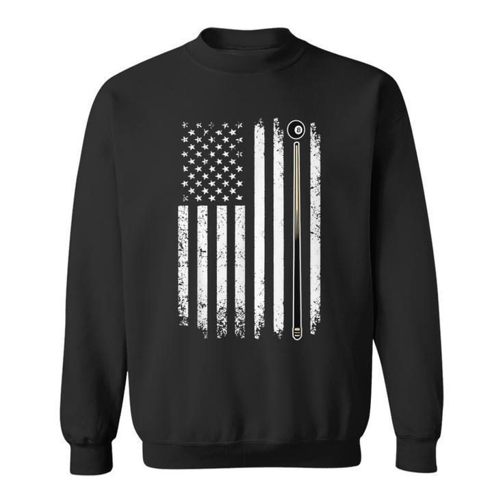 Billiards Pool Player Table Usa Us Vintage American Flag Sweatshirt