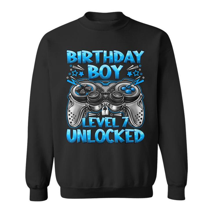 Birthday Boy Level 7 Unlocked 7Th Birthday Boy Gaming Sweatshirt
