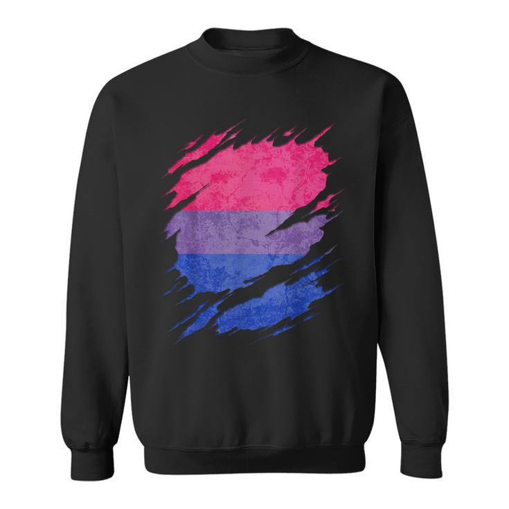 Bisexual Pride Flag Ripped Reveal Sweatshirt