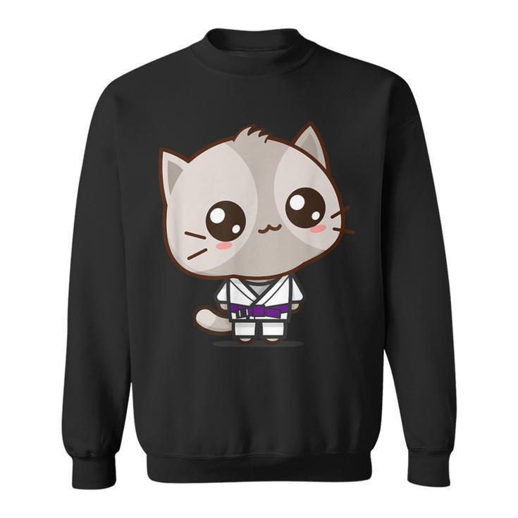 Bjj Brazilian Jiu Jitsu Purple Belt Kawaii Cat Sweatshirt