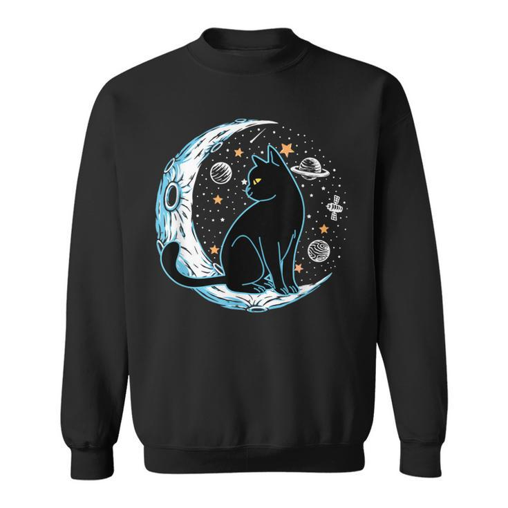 Black Cat Crescent Sailor-Moon Phases Astrology Pet Lover Sweatshirt