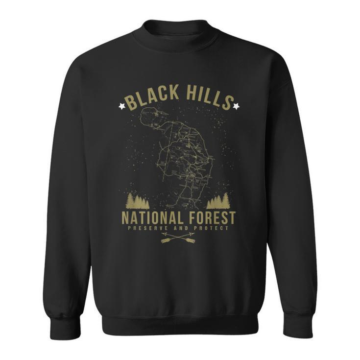 Black Hill National Forest South Dakota Hiking Map Sweatshirt