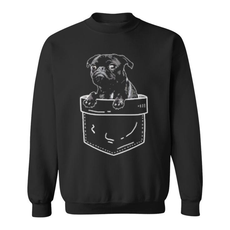 Black Pug In Pocket  Cute Dog Lover Sweatshirt