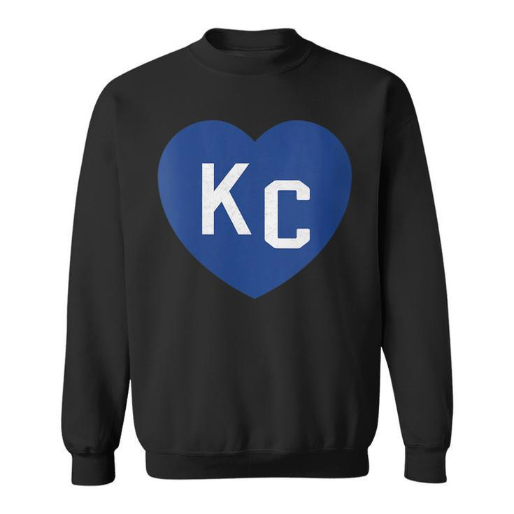 Blue Kc Heart Kc Kansas City Kc Love Blue Kc Hearts Blue Sweatshirt