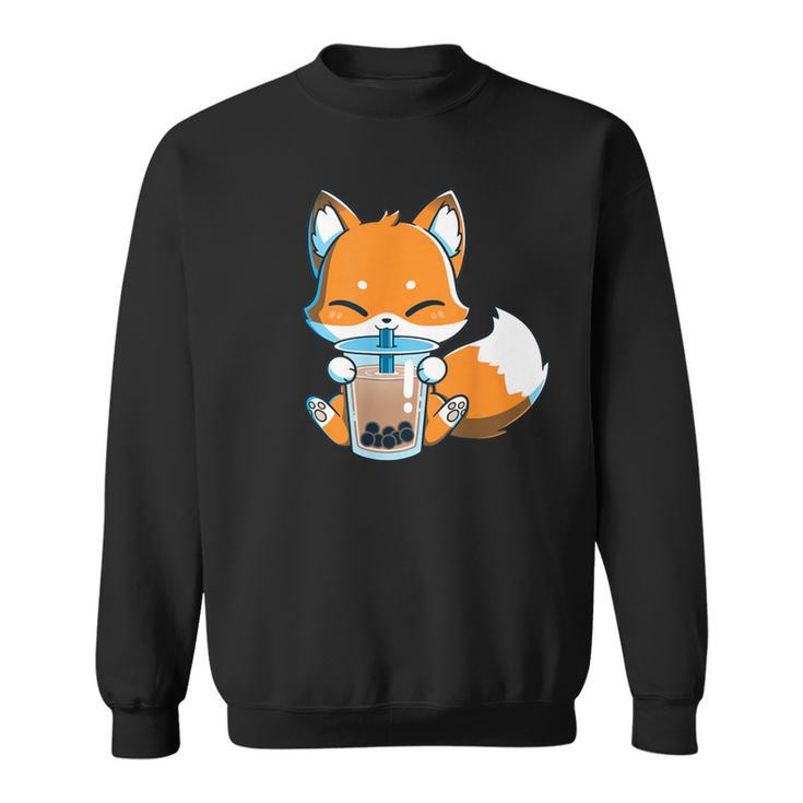 Boba Fox Drinking Cute Kawaii Japanese Foxy Anime Sweatshirt