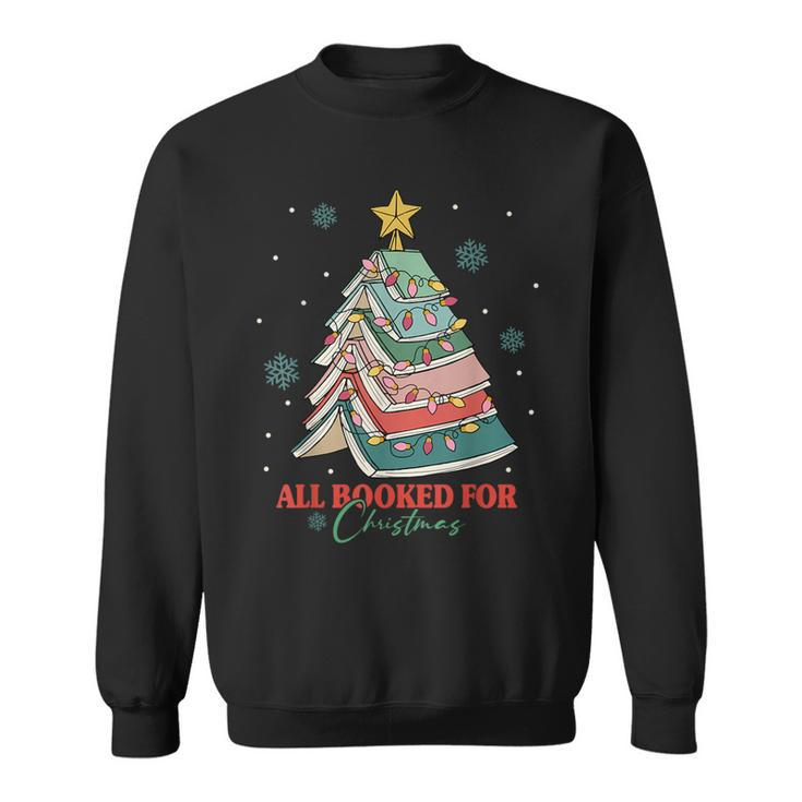 All Booked For Christmas Xmas Tree Holiday Pajamas Retro Sweatshirt