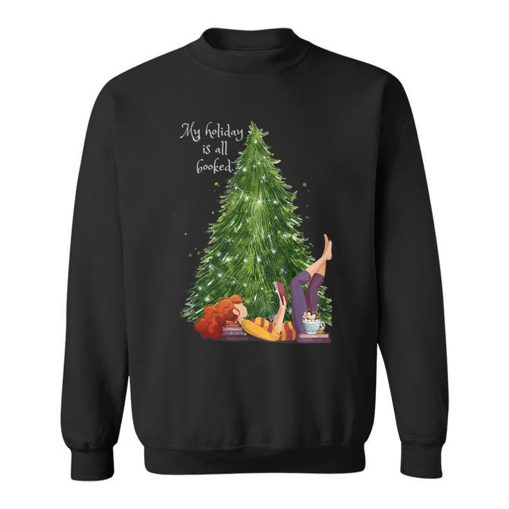 All Booked For The Holidays Reading Christmas Tree Sweatshirt