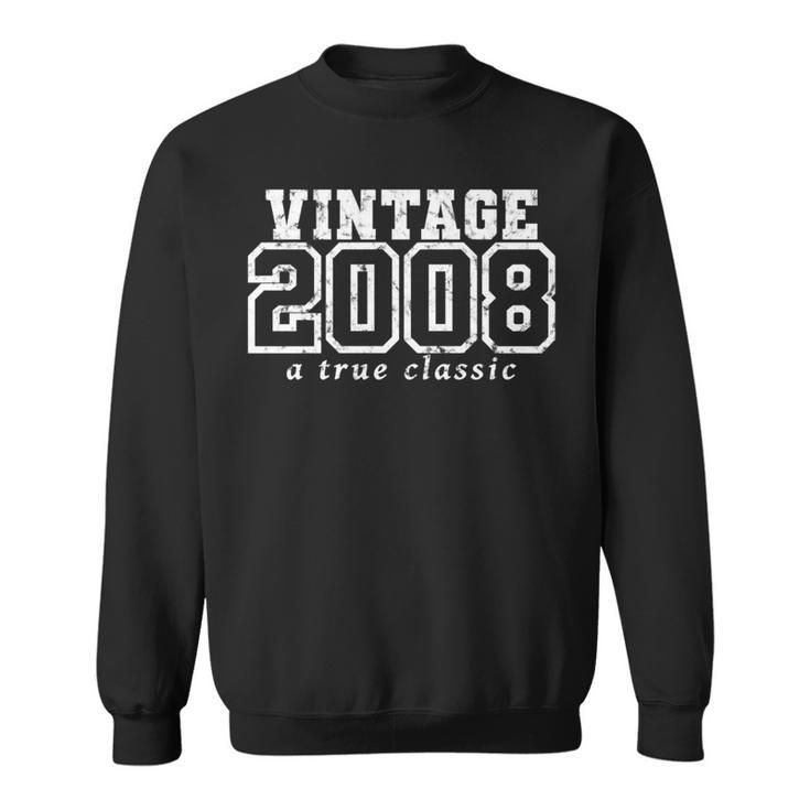 Born In 2008 Birthday Birthyear Vintage Retro Distressed Sweatshirt