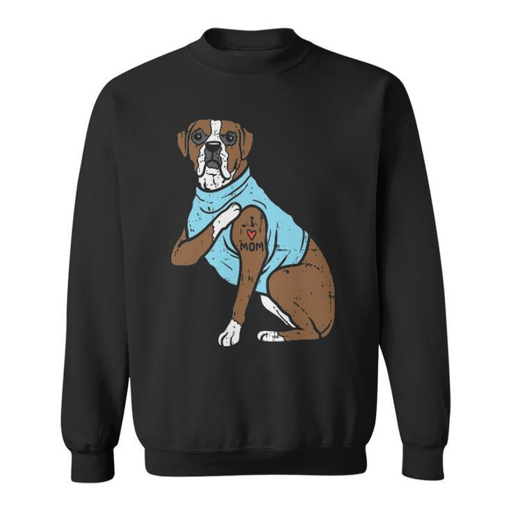 Boxer I Love Mom Cute Animal Pet Dog Lover Girls Sweatshirt