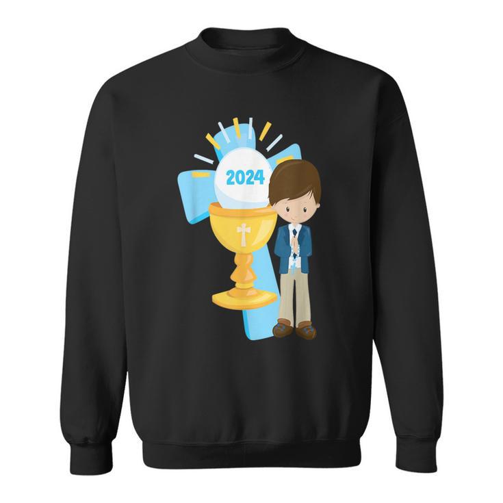 Boys First Communion Party 2024 Son Cross Godson Grandson Sweatshirt