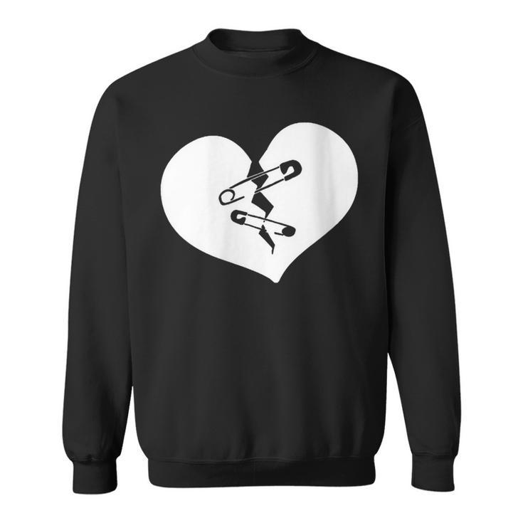 Broken Heart Sad Brokenhearted Valentines Day Safety Pins Sweatshirt