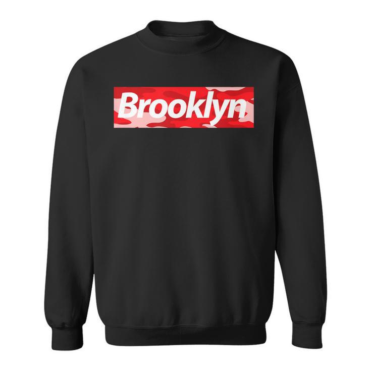 Brooklyn New York Red Camo Box Parody Sweatshirt