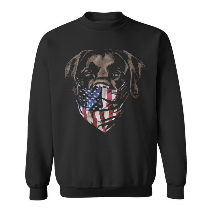 Brown Labrador In Patriotic Usa America Bandana Dog Sweatshirt