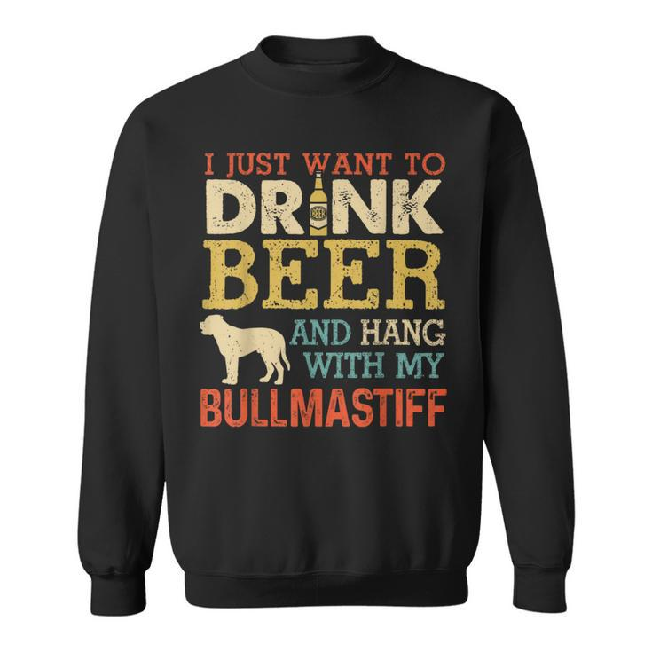 Bullmastiff Dad Drink Beer Hang With Dog Vintage Sweatshirt
