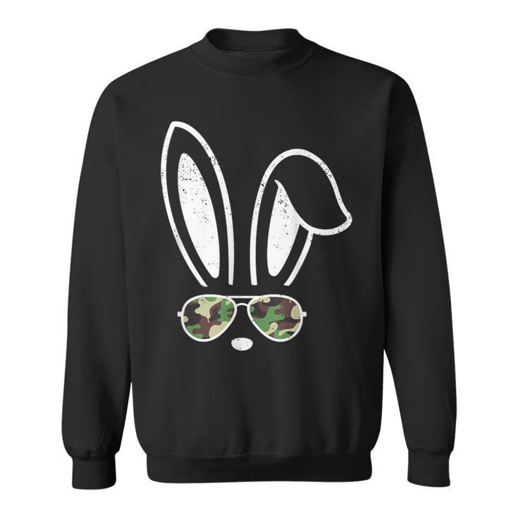 Bunny Ears Retro Sunglasses Easter Camo Camouflage Sweatshirt