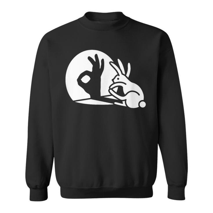 Bunny Rabbit Ok Okay Shadow Hand Gesture Sign Circle Game Sweatshirt