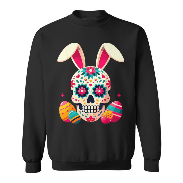 Bunny Sugar Skull Rabbit La Catrina Easter Day Of Dead Sweatshirt
