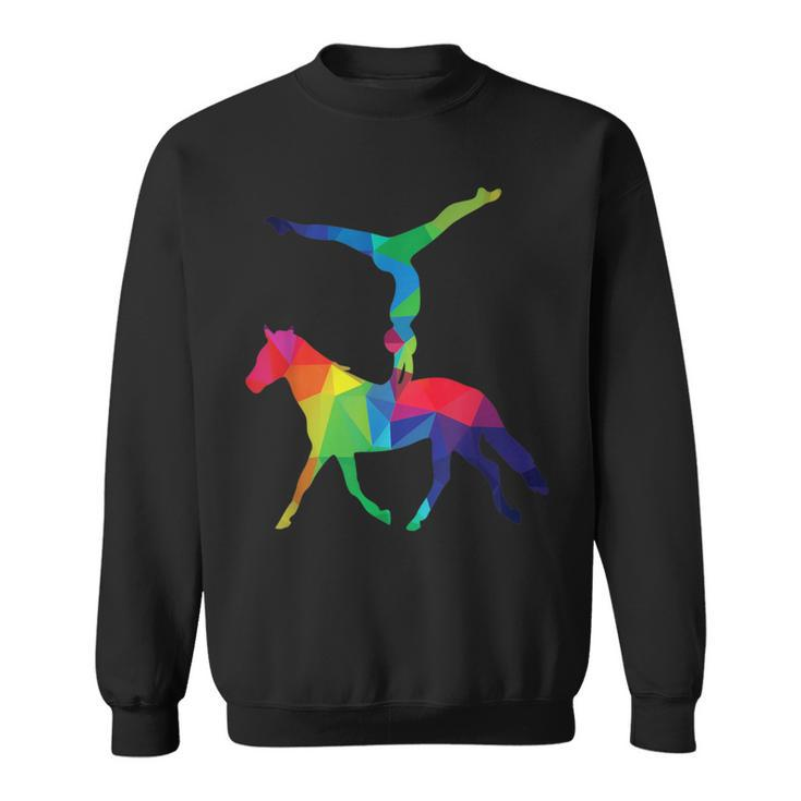 Buntes Geometrisches Pferd & Turner Sweatshirt, Ästhetisches Design Tee