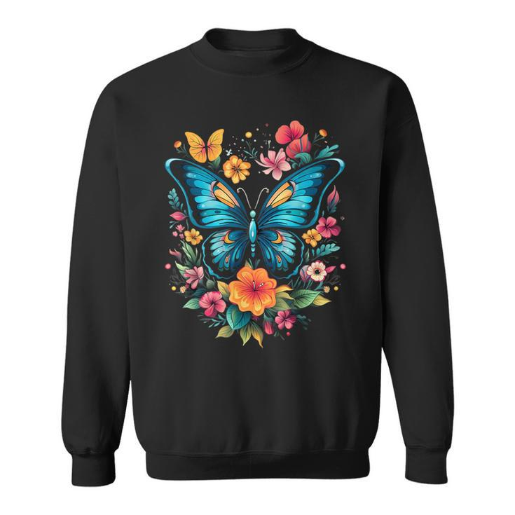 Butterfly With Flowers I Aesthetic Butterfly Sweatshirt