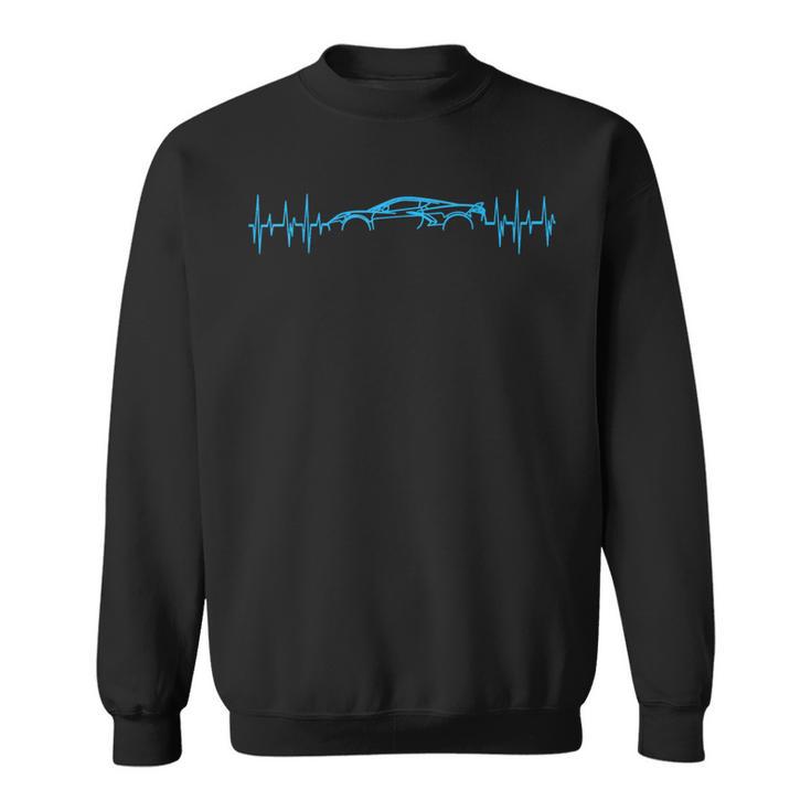 C8 Heartbeat Rapid Blue Supercar Sports Car Heartbeat Line Sweatshirt