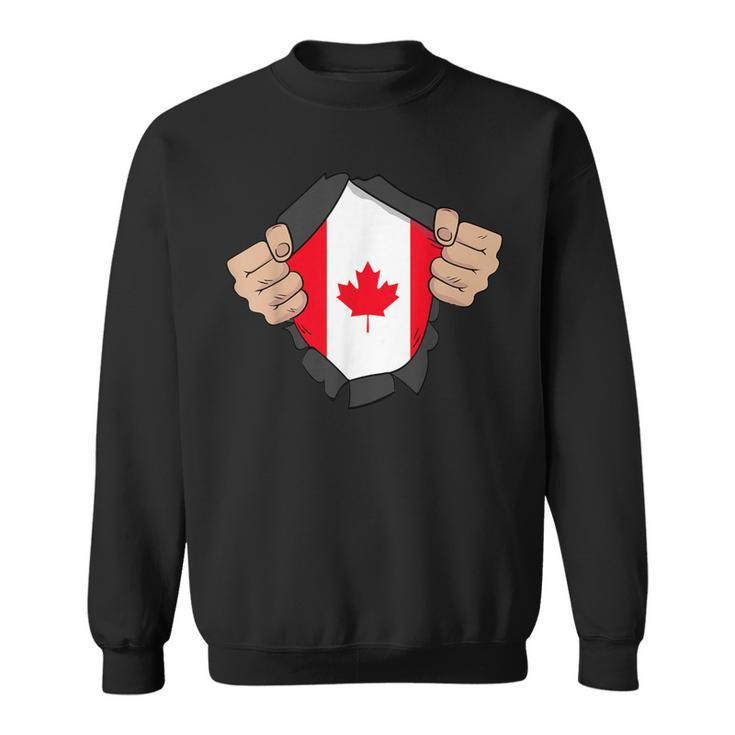 Canada National Flag With Ripped Sweatshirt