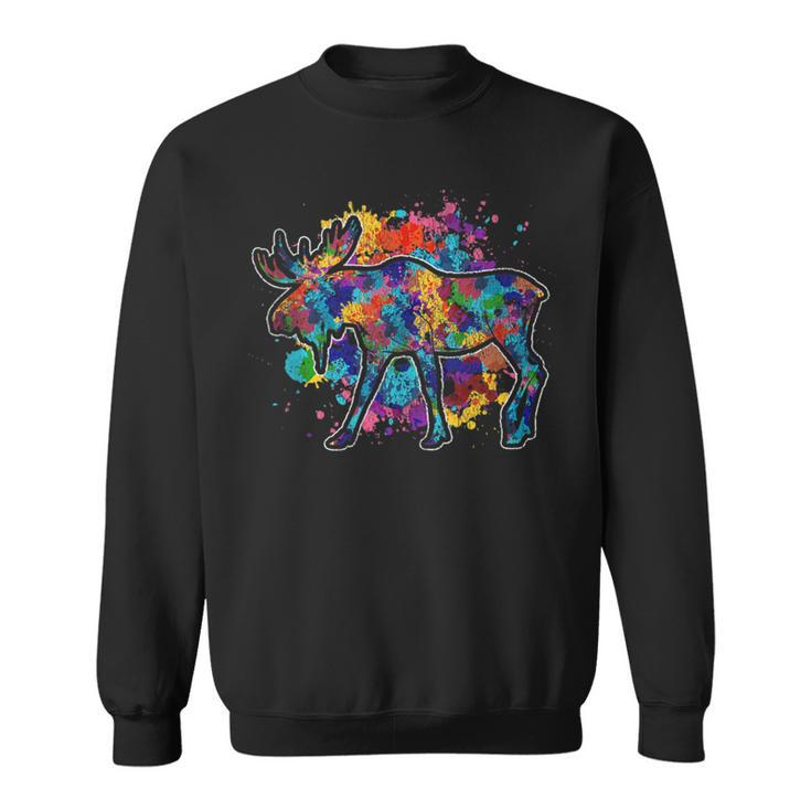 Canadian Moose Lover Forest Wildlife Animal Colorful Moose Sweatshirt
