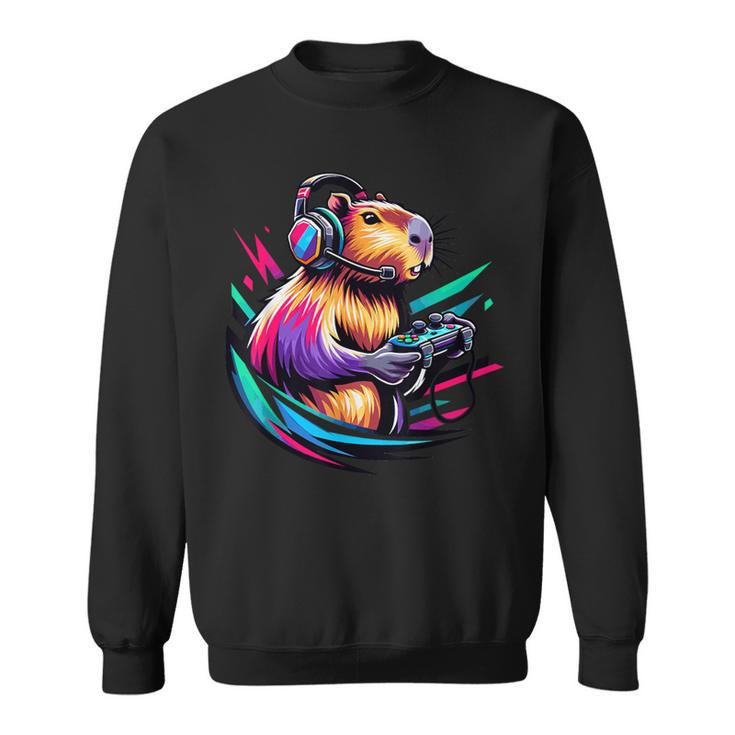 Capybara Capybara Rodent & Video Games Lover Sweatshirt