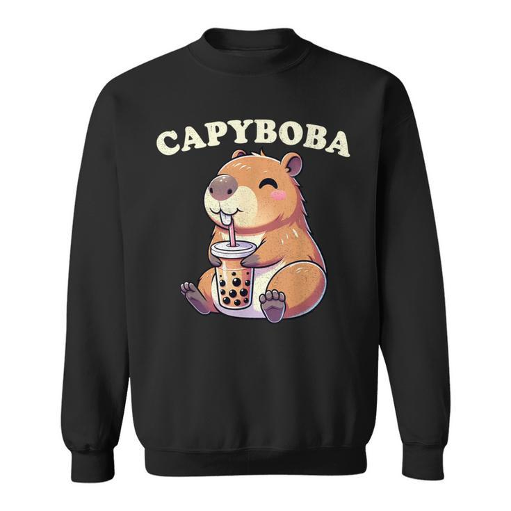 Capybara Capybara Rodent Capyboba Boba Milk Tea Sweatshirt