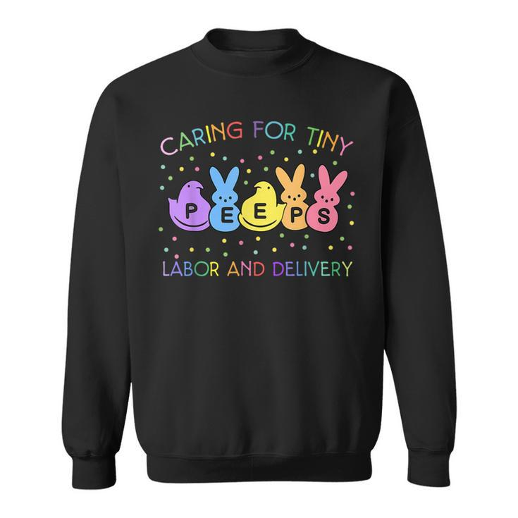 Caring For Tiny Labor And Delivery Bunnies L&D Easter Day Sweatshirt