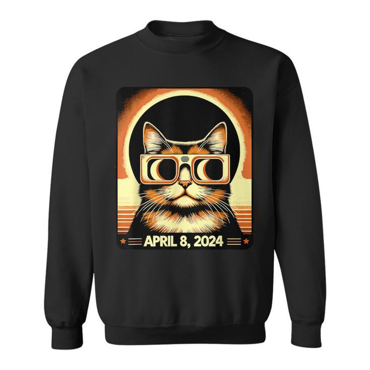 Cat In Eclipse Glasses Totality 2024 Total Solar Eclipse Sweatshirt