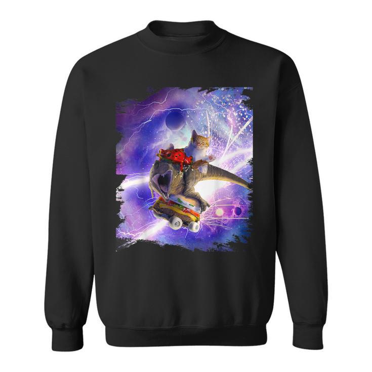 Cat Frog Dinosaur With Hamburger Skateboard Sweatshirt