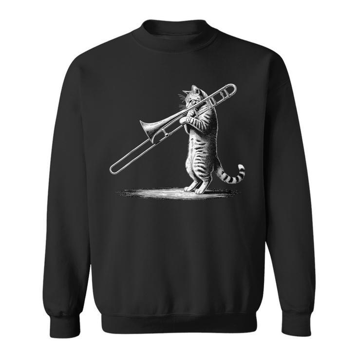 Cat Playing Trombone Player Trombonist Instrument Sweatshirt