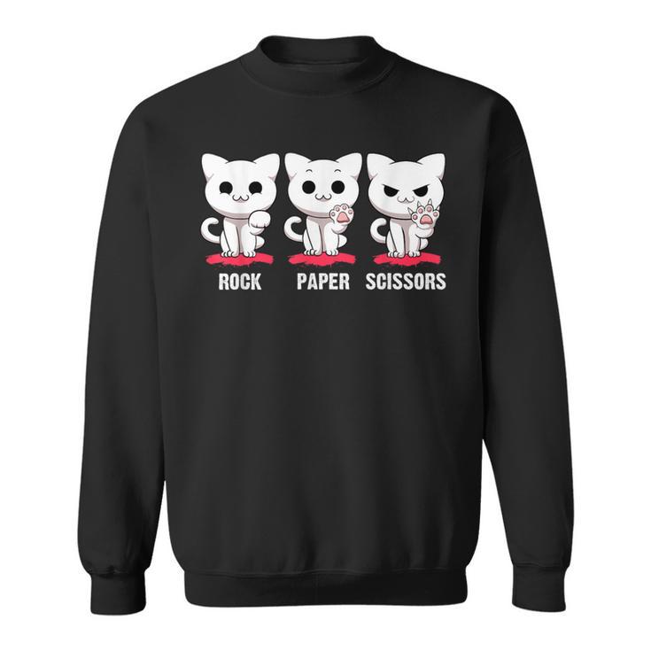 Cat Rock Paper Scissors Cute Cat Paws Cat Kitty Lover Sweatshirt