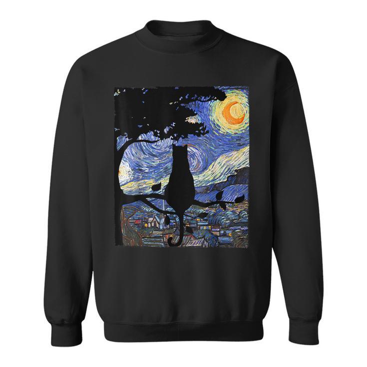 Cat Starry Night Cat Van Gogh Cat Art Cat Sweatshirt