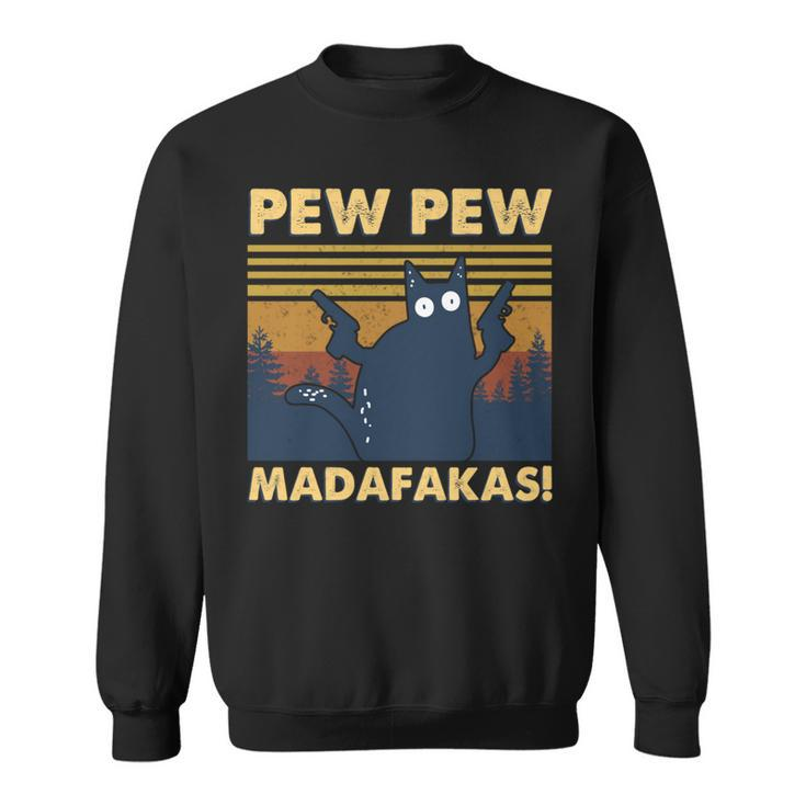 Cat Vintage Pew Pew Pew Madafakas Cat Crazy Pew Vintage Sweatshirt
