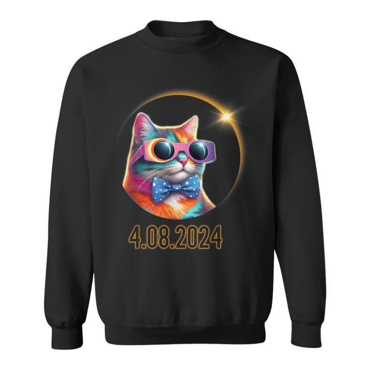 Cat Wearing Solar Eclipse Glasses Total Solar Eclipse 2024 Sweatshirt