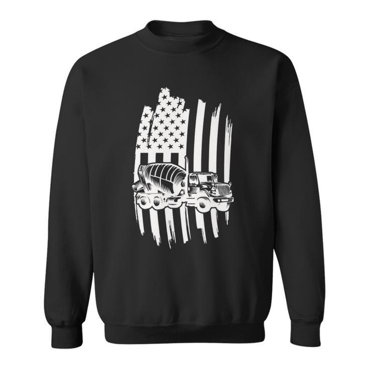Cement Mixer Truck Usa Flag American Themed Decor Sweatshirt