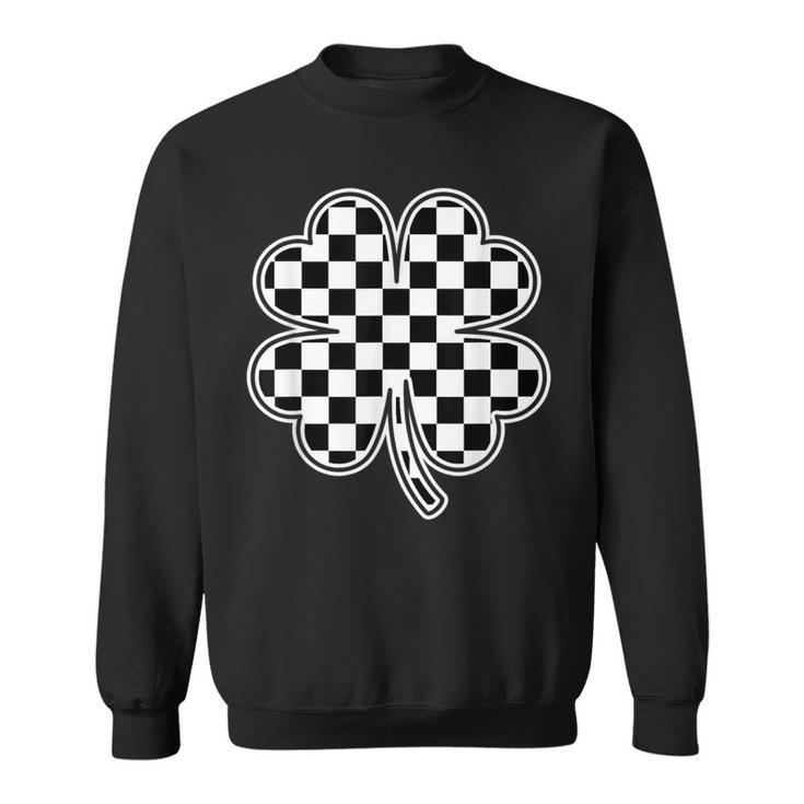 Checkered Four Leaf Clover Race Car Gamer St Patrick's Day Sweatshirt
