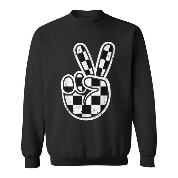 Checkered Peace Sign 60S 70S 80S Race Car Gamer Boys Toddler Sweatshirt