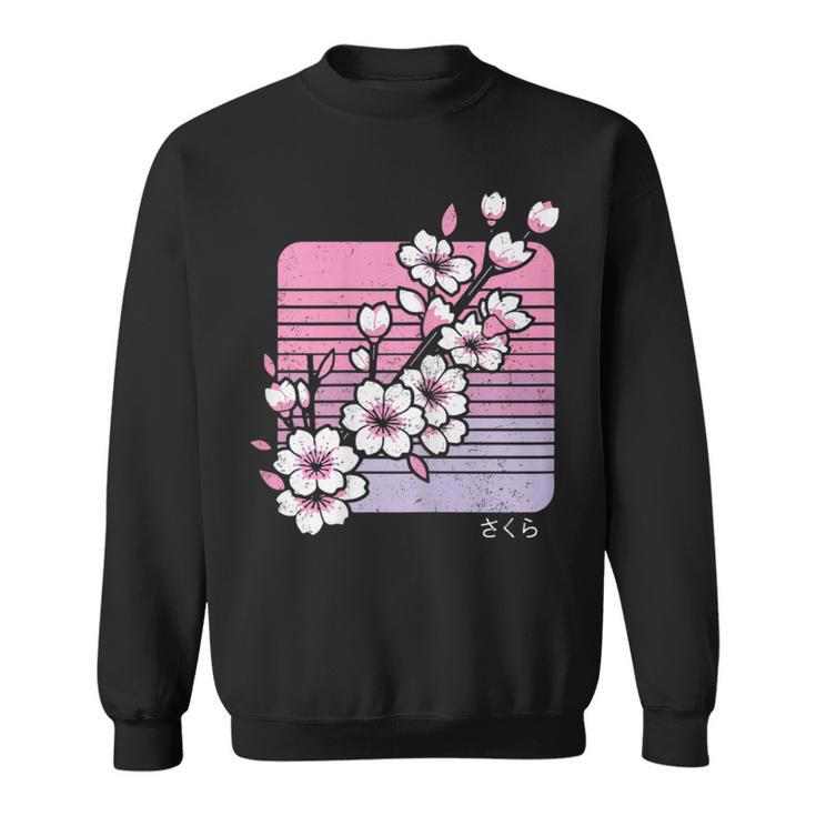 Cherry Blossom Japanese Sakura Vaporwave Aesthetic Vintage Sweatshirt